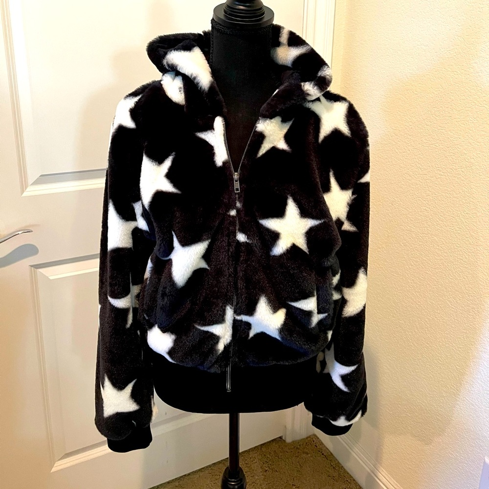 Faux Fur Star Hoodie